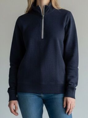 Eddie Bauer Women's Size S Small Navy‎ Blue Fleece Quarter Zip Pullover